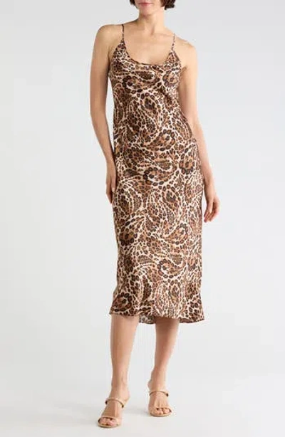 L'agence Chalia Silk Midi Slipdress In Brown