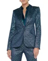 L'agence Chamberlain Multi Leopard Jacquard Blazer In Blue