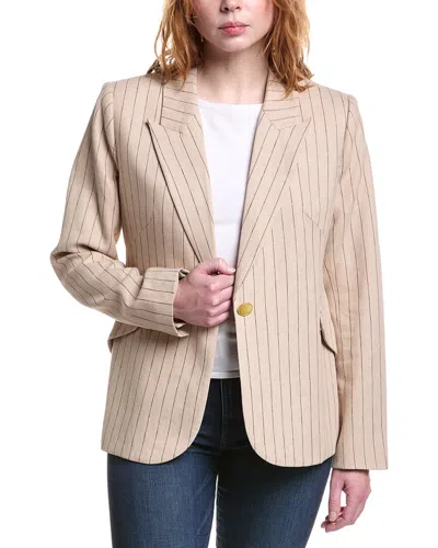 L'agence Chamberlain Pinstripe Linen Blend Blazer In Neutral