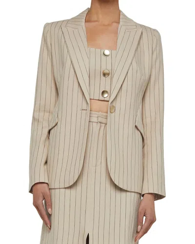 L'agence Lagence Chamberlain Linen-blend Blazer In Neutral
