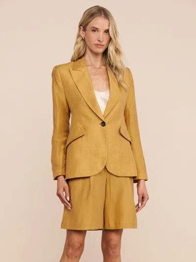 L'agence Chamberlain Linen-blend Blazer In Yellow