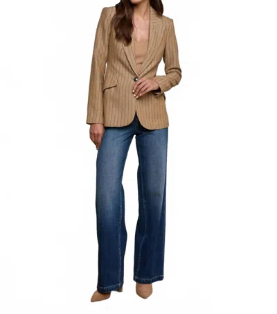 L'agence Chamberlain Pinstripe Blazer In Tan/charcoal In Brown