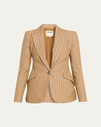 L'AGENCE CHAMBERLAIN PINSTRIPED SINGLE-BREASTED BLAZER