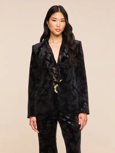 L'agence Chamberlain Velvet Blazer In Black Butterfly