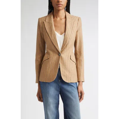 L'agence Chamberlin Charcoal Stripe Blazer In Brown