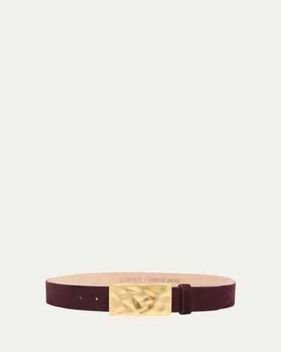 L'agence Chara Suede Belt In Burgundy