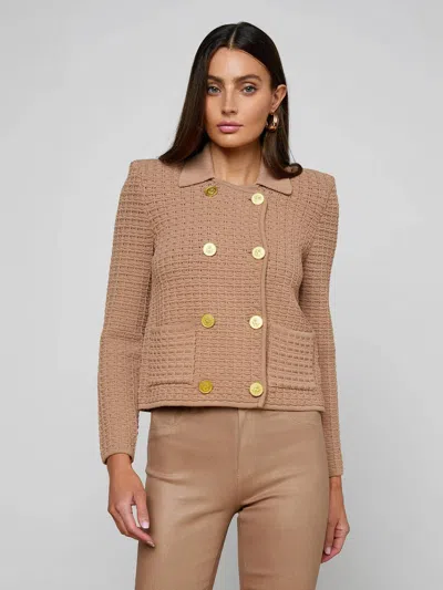 L'agence Charlie Knit Jacket In Cappuccino/gold In Brown