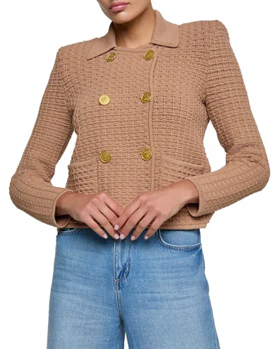 L'agence Charlie Open Stitch Knit Jacket In Brown