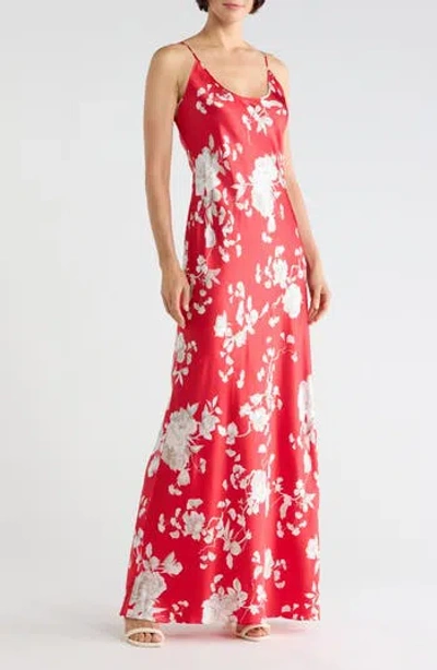 L'agence Charmaine Floral Silk U-neck Gown