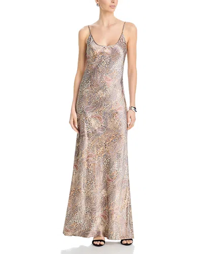 L'agence Charmaine Silk Scoop Neck Gown In Neutral