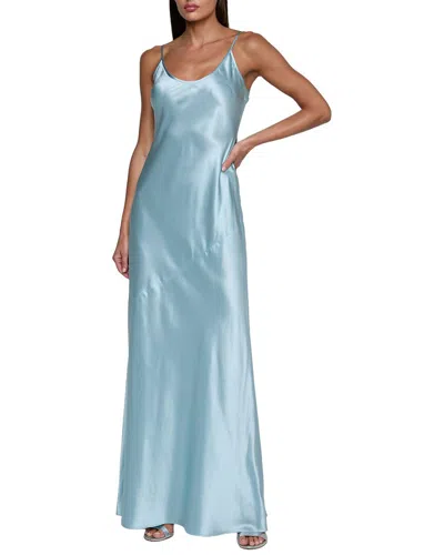 L'agence Charmaine U Neck Silk Gown In Blue