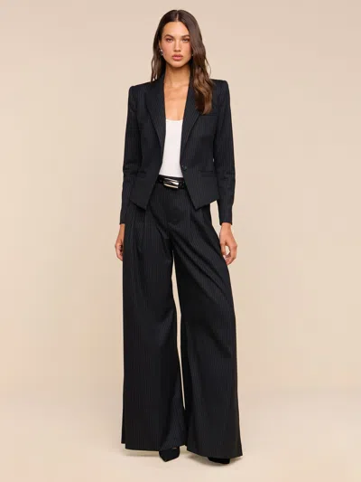 L'agence Chelsy Wide-leg Pant In Black/grey Pinstripe