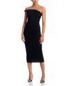 L'agence Cheryl Shirred One-shoulder Body-con Midi Dress In Black