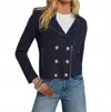 L'agence Chia Metallic Knit Biker Jacket In Midnight Nickel In Blue