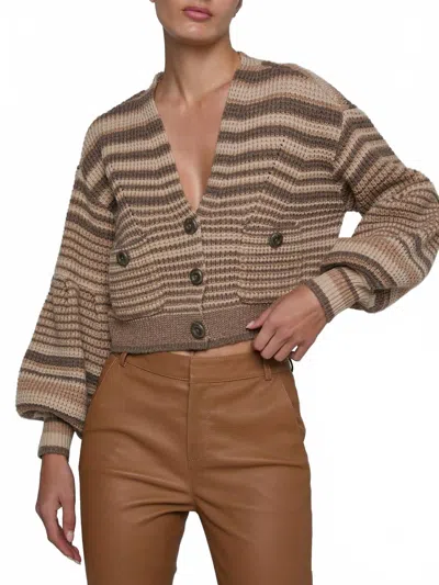 L'agence Christabel Stripe Cardigan Top In Biscuit In Neutral