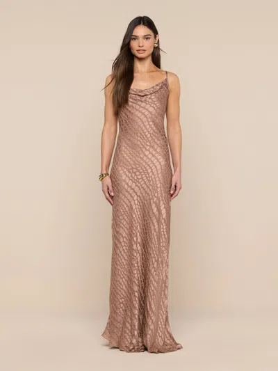 L'agence Christine Burnout Satin Dress In Neutral