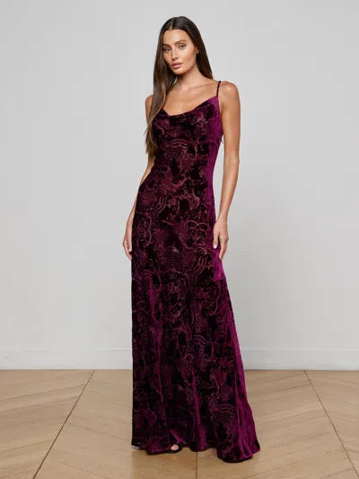 L'agence Christine Burnout Velvet Dress In Purple
