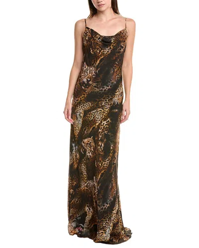 L'agence Christine Silk Dress In Brown