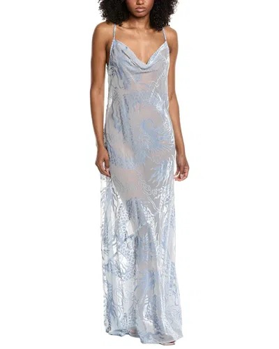 L'agence Christine Velvet Burnout Maxi Dress In Silver
