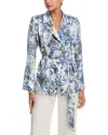L'agence Ciara Silk Wrap Jacket In Blue