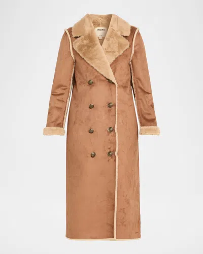 L'agence Citron Faux Fur Maxi Coat In Brown
