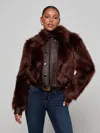 L'agence Claira Faux Fur Jacket In Brown