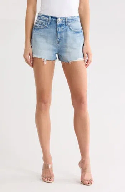 L'agence Clark High Waist Denim Cutoff Shorts In Blue