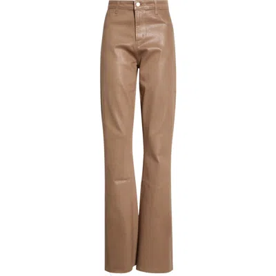 L'agence Clayton Coated Raw Hem Wide Leg Jeans In Brown