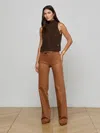 L'agence Clayton Coated Wide-leg Jean In Brown