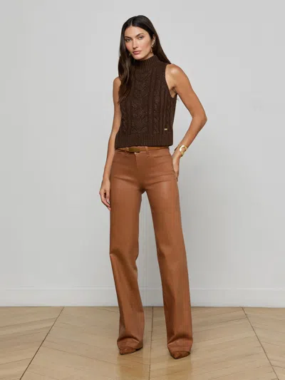 L'agence Clayton Coated Wide-leg Jean In Brown