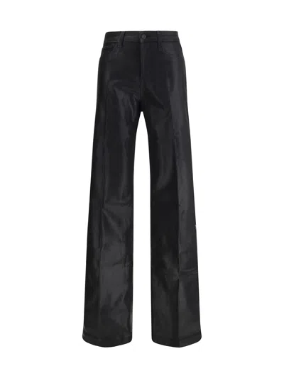 L'agence Clayton Coated Wide Leg Jeans In Black
