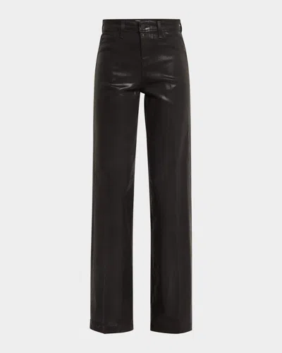L'agence Clayton Coated Wide-leg Jeans In Black