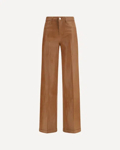 L'agence Clayton Coated Wide Leg Jeans In Brown