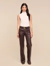 L'agence Ruth Straight Coated Jeans Dark Java Coated In Brown