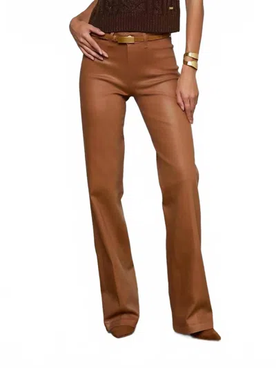 L'agence Clayton Coated Wide-leg Jeans In Light Cognac Coated In Brown