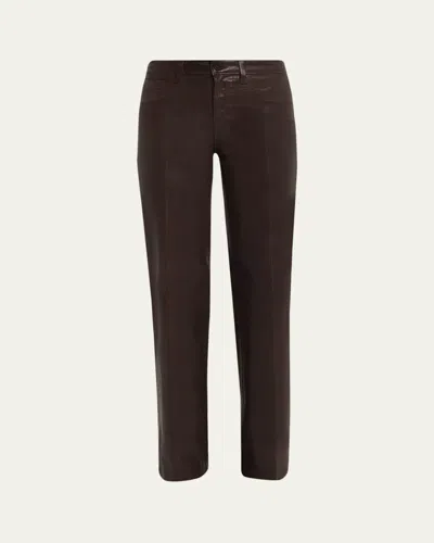 L'agence Clayton High-rise Coated Wide-leg Jeans - Exclusive In Brown