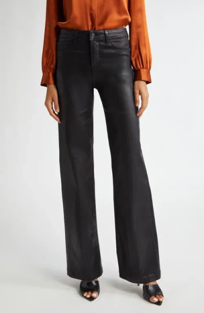 L'agence Clayton Coated Wide-leg Jeans In Noir Coated