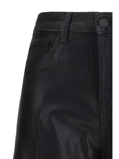L'agence Clayton Coated Wide Leg Jeans In Blue