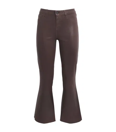 L'agence Coated Kendra Flared Jeans In Brown