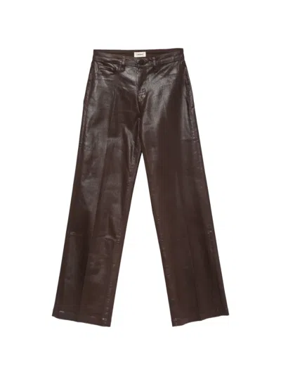 L'agence Coated Wide-leg Trousers In Brown