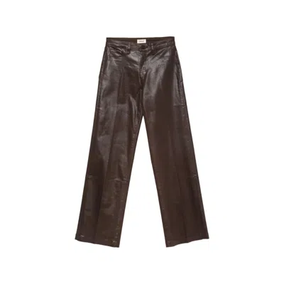 L'agence Coated Wide-leg Trousers In Brown