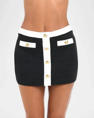 L'AGENCE COCO COLORBLOCK HIGH-WAIST MINI SKIRT IN BLACK