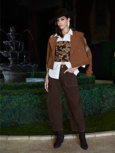 L'agence Cody Cropped Barrel-leg Jean In Brown/natural Contrast