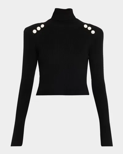 L'agence Colette Cropped Turtleneck Sweater In Black