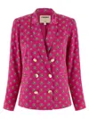 L'agence Southwestern Geometric Colin Double-breasted Blazer In Pink