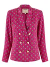 L'agence Southwestern Geometric Colin Double-breasted Blazer In Pink