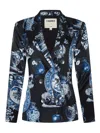 L'agence Colin Double-breasted Printed Blazer In Black