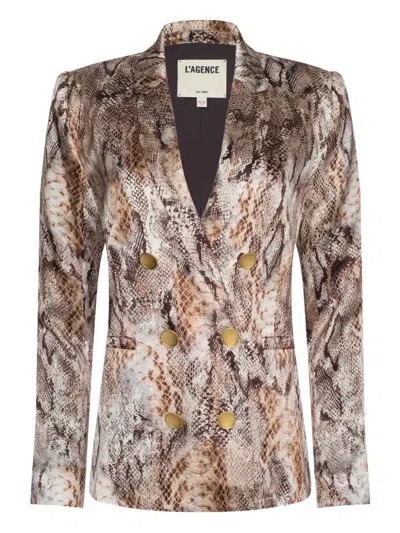 L'AGENCE COLIN DOUBLE-BREASTED SNAKESKIN BLAZER