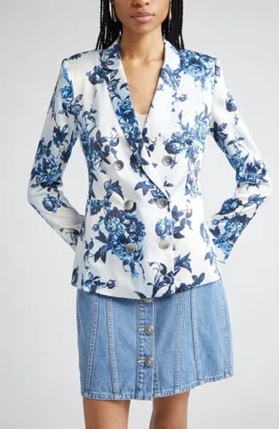 L'agence Colin Floral Double Breasted Silk Blazer