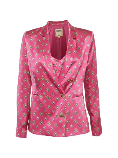 Pre-owned L'agence Colin Print Blazer Set In Pink